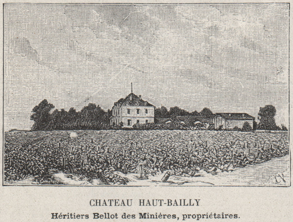 GRAVES. LÉOGNAN. Chateau Haut-Bailly. Minièress. Bordeaux. SMALL 1908 print